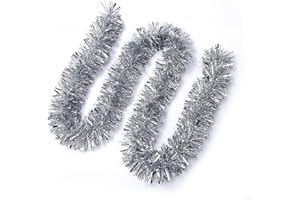‎JSRHEEM JSRHEEM 3 Stücke Weihnachtsgirlande, 2M Weihnachten Lametta Girlande,Metallic Garland Glitzernde Hängende Dekoration für Weihnachtsbaum Kranz Hochzeit Party Silber