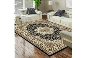 GENERIC Online Bedding store Area Rugs – New luxury Beautiful modern traditional Area Rugs - Luxury Vintage Design carpet for hallway rugs (Black, 120 * 170cm (4 ft x 5 ft 6 inch))