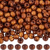 GORGECRAFT 200pcs Natural Wood Beads 6mm Round with 2mm Hole Burlywood for Bracelet Necklace Crafts
