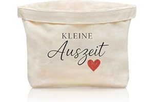 MOAZIFI Geschenkkorb für Frauen, Kleine Auszeit Geschenk mit Schönem Druck und Herzmotiv, Praktischer und Wiederverwendbarer Canvas Korb als Entspannung Geschenk für Frauen zum Geburtstag Jubiläum