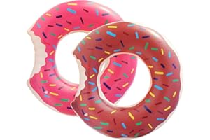 MLPKOI 2 PCS Ciambella Gonfiabile Set, 80 CM Gonfiabile Galleggiante Anello da Nuoto Giocattoli Galleggianti per Bambini Adulti Ragazze per Estate in Piscina Spiaggia di Festa Rosa & Marrone