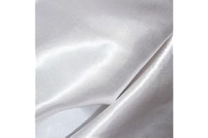 Satin Fabric 60 Inch Wide - Luxurious Silk Like Touch, Perfect for Dressmaking, Lining & Drapes, Available in Red, White, Gold, Pink & More, Sold by The Metre by CRAFT Queen LTD (White, 1m)