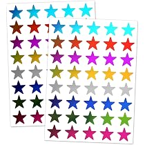 500 Adesivi A Stella Multicolore Olografici Da 2,5 Cm - Premio Per Bambini, Tabella Del Comportamento, Fai Da Te E Arti Creative