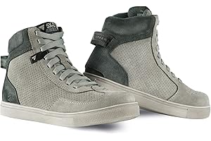 SHIMA SX-2 EVO LADY Scarpe Moto Donna | Stivali Moto in Pelle, Traspirante, Rinforzato con Supporto della Caviglia, Suola Antiscivolo, Impugnatura per il Cambio di Marcia (Grigio, 40)