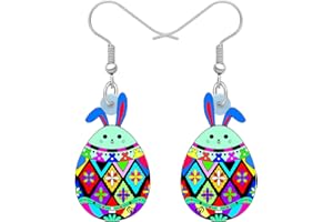 DOWAY Acrylic Easter Basket Eggs Bunny Rabbit Earrings Drop Dangle Jewelry Gifts for Women Girls Funny Party Decoration