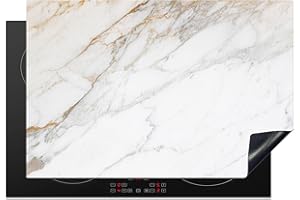 KitchenYeah© Copri Piano Cottura Induzione 78x52 cm Coprifornelli Fornello Proteggi Tutto per la Cucina Fornelli Marmo - Pietra - Bianco - Oro - Aspetto del marmo - Pietra - Lusso