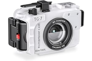CUAOICLLY Boîtier de caméra sous-Marine pour Olympus TG-7, étui étanche Professionnel avec Joints Double Couche et Alarme de Fuite, Profondeur de 60 m, contrôle Complet et compatibilité (White, TG 7)