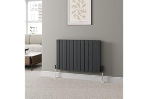 DuraTherm® 600 x 912mm Anthracite Grey Horizontal Designer Radiator Double Column Flat Panel Modern Central Heating Panels Bathroom Radiators