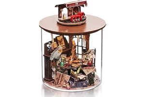 Cuteefun DIY Miniatur Haus Puppenhaus Kit, DIY Holz Traum Flasche Kit mit Staubabdeckung, Handgemachte Handwerk für Erwachsene, Skala Kreative Raum, Geschenk, Weihnachtsfeier (Zeit Magie)