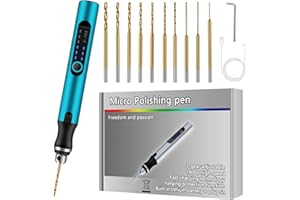 Gerbala Mini Electric Hand Drill, 3 Speed Mini Hand Drill, Electric, DIY Mini Drill, with 10 Drills, Rechargeable, Rechargeable Drill for Model Making, Wood, Resin Jewellery Making, Blue