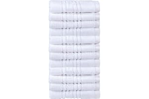 DTEX HOMES Divine Textiles 100% Egyptian Cotton Flannel Face Cloths Wash Towel Set - White 12 Pack, 30 x 30 cm - Highly Absorbent Flannels Face Clothes Extra Soft Fingertip Towels For Sports Work Gym Spa
