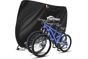 toptrek Pokrowiec na 2 rowery 210D z taśmą do szwów, tkanina Oxford, wodoszczelna, wysokiej jakości garaż rowerowy, do użytku na zewnątrz, 210 x 110 x 95 cm, odporna na rozerwanie, ochrona przed