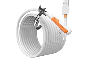 TRANSNOVO Câble Link USB 3.2 A vers C, 5M Compatible avec Meta Quest 3/2/Pico 4 et PC/Steam VR Accessoire, 5Gbps Haute Vitesse de Transmission de Données pour Casques de Réalité Virtuelle (Blanc)