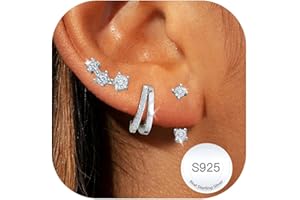 DORANA 3 Paar Ohrringe Silber 925 Für Damen Hypoallergen Ohrstecker Silber Klein 925 Damen Ohrringe Silver Huggie Sets Für Frauen Mehrere Piercings