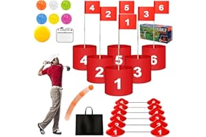 SportBob Golf Bucket Game Set for Family, Adults and Kids, Portable 6 Hole Golf Chipping Game for Outdoor Indoor Backyard Beach, Suitable for Golf Lovers and Beginners
