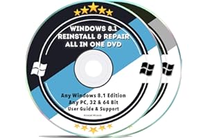 INSTALL WIZARDS Windows 8.1 Repair & Reinstall Disc Set: Recovery Reboot Restore Fix Factory Reset - Basic or Professional 32 & 64 Bit PC Computer + Drivers Install 2019 (2 DVD Set)