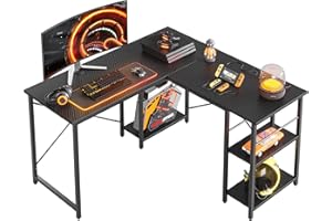Bestier 192CM Reversible L Shaped Desk with Shelves 120CM Industrial Corner Desk Long Stable Computer Workstation with 2 Cable Holes