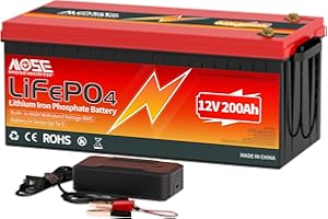 MOSEWORTH 12V Lifepo4 Battery, 200AH Series/Parallel Lithium Batteries, Upgraded BMS, Lightweight Small Size Perfect for RV, Marine, Trolling Motor, Solar, Van Life, Back Up Power & Off Grid Appliances