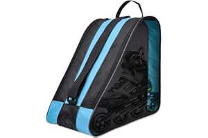 GAOUTO Sac à roulettes en tissu Oxford Ice Skate Bag avec bandoulière réglable, sac à chaussures de ski, respirant, adapté aux femmes, hommes, enfants, bleu