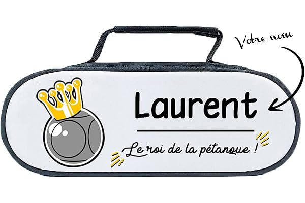 KDO MAGIC - Sacoche pétanque Personnalisable - pour triplette 3 Boules - Personnalisé avec prénom et Votre Texte - Cadeau fête des pères, Homme, Retraite, noël