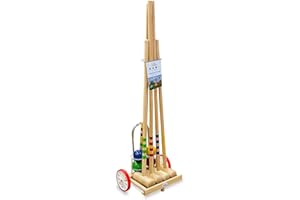 GICO Qualité – Crocket/Croquet Family pour 4 Joueurs en Bois dans Un Chariot de Transport Le Plaisir de Jouer en Plein air ou dans Le Jardin Fabriqué en UE 3112
