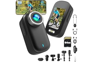 Camera Sport 4K, Mini Camera Vlog Bextgoo, Caméra Sport POV WiFi et Carte 64 Go, Mini Caméra Portable Étanche IP65, Batterie 1200 mAh