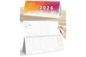 ‎UNITURE UNITURE® - Bunter Tischkalender Okt. 2025 bis Dez. 2026 Monatskalender - Kalender 2026 Planer mit Monatsansicht Stehkalender - Kalender quer 2026 Tischkalender als Querkalender 2026