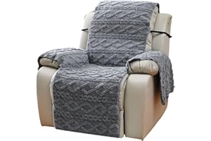 EXTRWORY Recliner Armchair Covers Recliner Chair Cover Double-Sided Jacquard Plus Velvet Sofa Protector Stretch Anti-Wrinkle Washable For Living Room(gray)