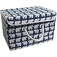 easybuy Storage Boxes Storage Container, Large Capacity Foldable Storage Basket with Handle Cube, Cotton Fabric Storage Compartment with Lids, Laundry Organizer for Clothes/Toys 38 * 25 * 25cm,bear