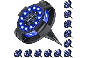 SHEDALED Solar Pathway Lights Outdoor 12 Packs, Bright Blue 16 LEDs Solar Ground Lights Walkway Lights with Side Light, Waterproof Solar Deck Light for Yard Walkway Garden Poolside Driveway Decorations