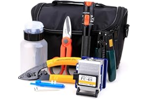 KELUSHI FTTH Kit d'outils de connexion à froid 16-en-1 avec couperet de fibre FC-6S en 10KM aluminium Localisateur visuel de défauts de câble, testeur de câble, outil à dénuder, ciseaux Kevlar
