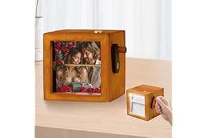 WELLXUNK Foto Flipbook Rahmen Fotorahmen, Flipbook mit Handkurbel, Foto Flipbook Box mit Licht, Personalisierte Foto Flipbook, Handkurbel-Fotoalbum, Foto-Flipbook für Valentinstag, Weihnachten, Muttertag