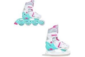 ‎RAVEN RAVEN 2in1 Schlittschuhe Inline Skates Inliner für Kinder Mädchen LED Leuchträder verstellbar