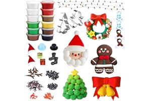 Landifor 12pcs Christmas Themed Air Dry Clays Xmas Magic Modeling Clay Make Your Own Christmas Character Xmas Ultra Light Air Drying Magic Clay Xmas Gift for Kids Winter Christmas Indoor Party Craft