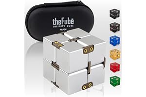 PILPOC theFube Infinity Cube Fidget Toys Anti Stress Adulte/Enfant - Cube Anti Stress en Aluminium de Qualité avec Étui, Robuste, Lourd, Soulage l'Anxiété, pour TDA, TDAH, TOC (Argent)