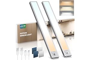 LROLTEF Luce LED Sottopensile Cucina 30CM 2200mAh 3 Temperature Colore 52 LED Sensore di Movimento per Luci - Luce Armadio Lampada Dimmerabile per Cucina Scale Soggiorno Bagno| 2 Pezzi