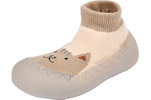 Exemaba Baby Anti-Slip Sock Shoes Cute Toddlers First Walking Shoes Infant Slipper for Boys Girls