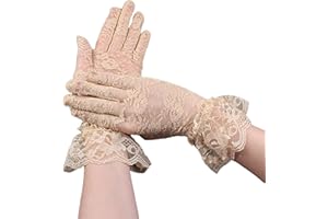 AWOCAN Damen Spitze Elegant Kurze Handschuhe für Hochzeit, Party, Tee Party, Prom und Abend - Beige, One Size