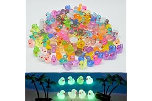 Eastrise 150 PCS Glow-in-Dark Mini Resin Ducks, 15 Colors Tiny Luminous Duck Figures for Fairy Gardens, Aquariums, Dollhouse Decor, DIY Crafts, Party Favors