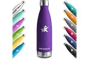 KollyKolla Edelstahl Trinkflasche 500ml, Vakuum Thermosflasche 500ml, Wasserflasche Auslaufsicher, BPA-Frei Thermoskanne Kohlensäure Geeignet für Schule, Uni, Fitness, Sport, Yoga, Fahrrad, Camping