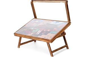 Tektalk Jigsaw Puzzle Table with LED Light, Jigsaw Puzzle Board with Folding Legs and Cover, Wooden Plateau with 5 Adjustable Angles, for Puzzle Storage, for Up to 1000 Pieces