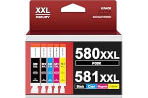 CATJOY 580 581XXL Ink Cartridge Replacement for Canon 580 & 581 ink cartridges for TS705 Ink Cartridges for Pixma TS6350 TS6250 TS8250 TS6351 TS6251 TS705 TS8550 TS6250 TS8500 TS8252 TS9150 (5-Pack)