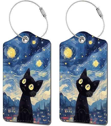 Etichetta Bagagli In PVC Con Gatto Nero – Copertura Privacy Per Valigia, Con Modulo Dati