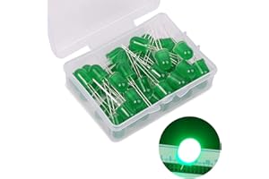 KA WAH CORE 10mm LED Leuchtdiode, 40 Stück Grün LED Dioden, 10 mm LED Sortimentskits für Wissenschaftsprojekte, Schulen und Heimwerkerprojekte (10 mm 40 Stück)