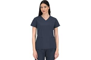 B-well Andrea Casacca Medico Donna Divisa Infermiere Donna a Maniche Corte Divise Sanitarie Casacca da Donna con Scollo a V e 2 Tasche