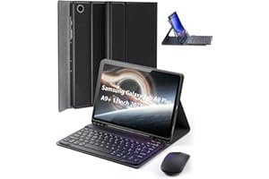 MicroTunk Cover Per Samsung Galaxy Tab A9+ Plus (2023)/Tab A11+ PLUS (2025) 11 Pollici con Ltaliano Tastiera (QWERTY) Essere Caricata Keyboard Bluetooth Wireless Mouse Coperchio Protettivo Case Nero