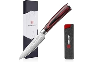 KEEMAKE Couteau Office 9 cm, Couteau Cuisine d'Office Professionnel avec Fourreau de Lame, Couteaux en Acier Inoxydable pour Éplucher et Découper Fruit