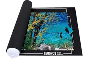 Queta Alfombra para puzles con bolsa de almacenamiento, para hasta 1500 piezas (negro)