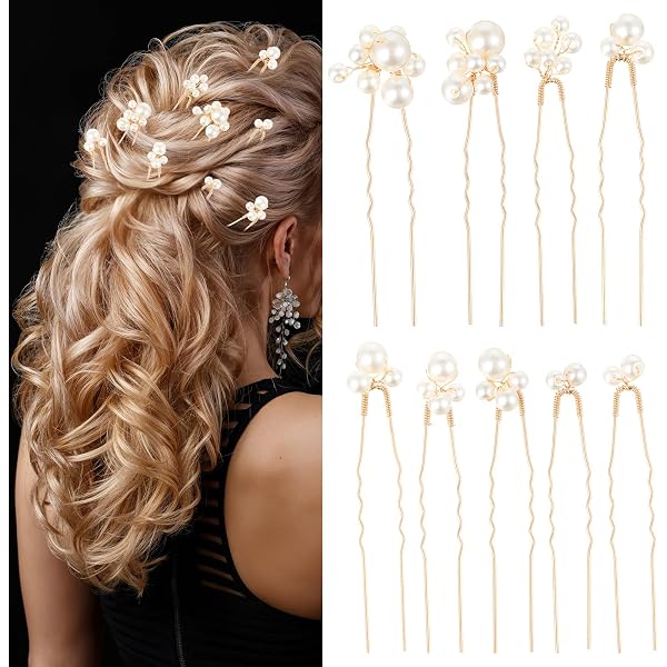 18 Stück Perlen & Strass Haarnadeln Für Hochzeit – U-Form, Für Braut, Brautjungfern & Blumenmädchen