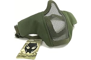 ATAIRSOFT Tactical Airsoft guardia di Strike Steel Half Face Mask con 2-belts per CS caccia Paintboll WORLDSHOPPING4U